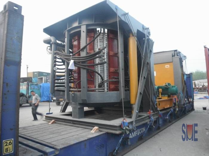 Induction furnace waiting to be shipped