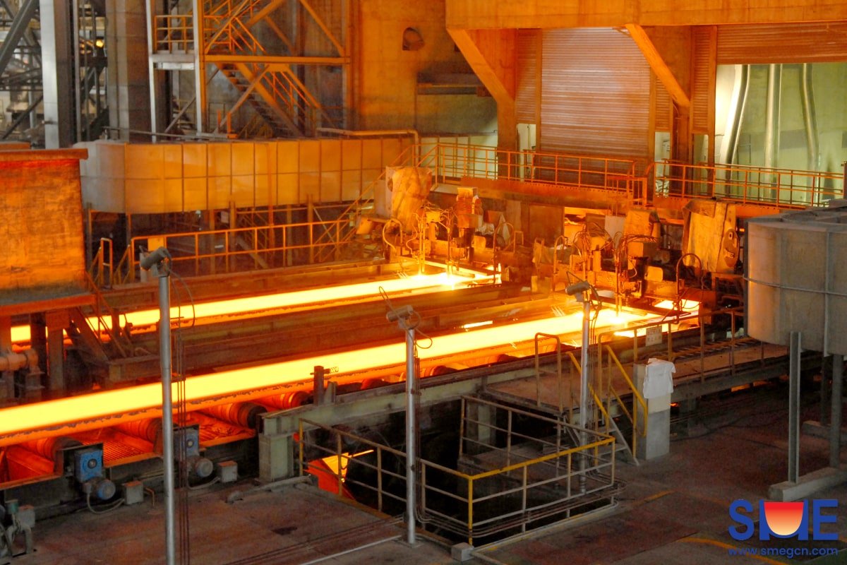 After the continuous casting process, steel slabs are in perfect shape and glowing beautifully