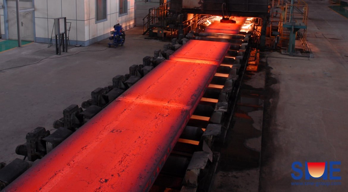 Steel slab in glowing red color